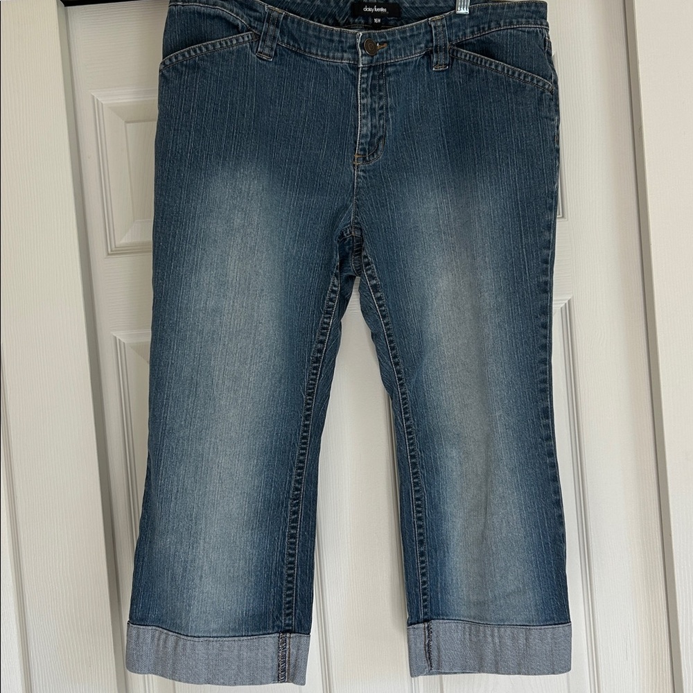 Daisy Fuentes Cropped Blue Denim Jeans Size 16W - Picture 2 of 9